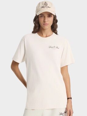 Sporty & Rich Vendome Cream T-Shirt  Logo Tee - NWT